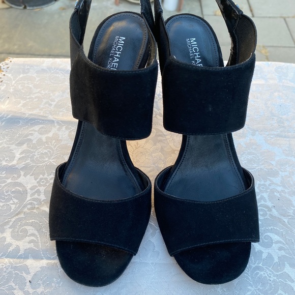 Michael Michael Kors women’s faux suede high heel slip on shoes, blk Size 7.5 - Picture 12 of 12